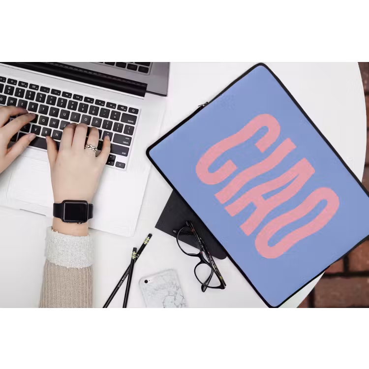 Laptophoes - Ciao - Roze - Blauw - Golvend — 3