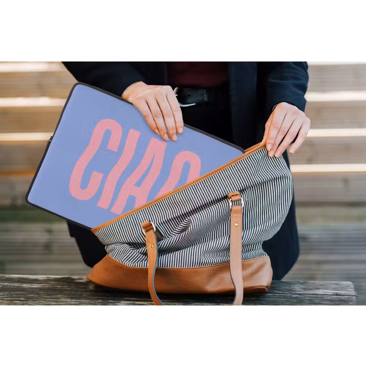 Laptophoes - Ciao - Roze - Blauw - Golvend — 4