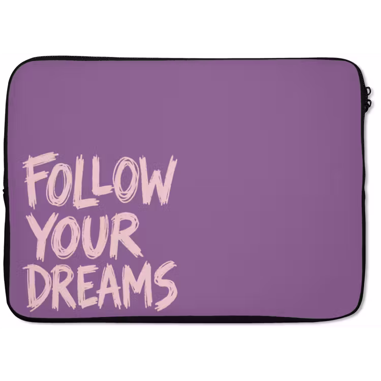 Laptophoes - Follow your dreams - Paars - Penseeltextuur — 1