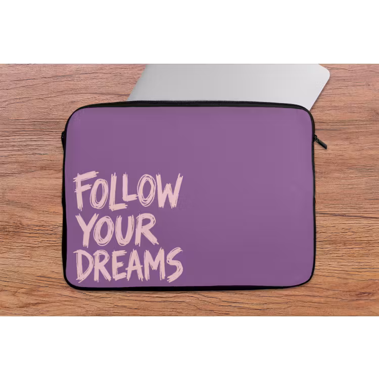 Laptophoes - Follow your dreams - Paars - Penseeltextuur — 2