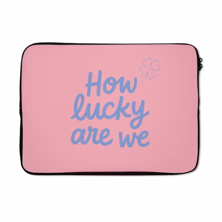 Laptophoes - How lucky are we - Klavervier - Roze - Blauw — 5