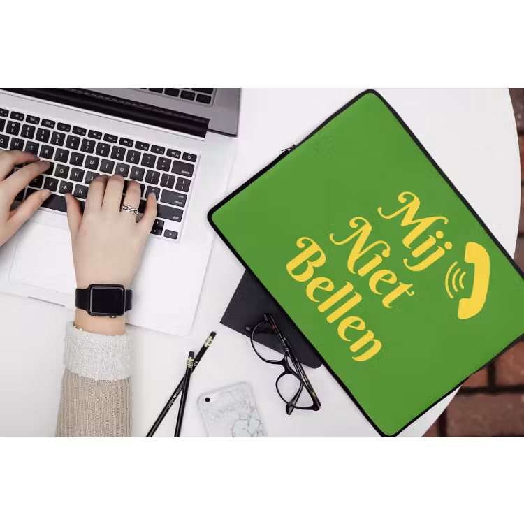 Laptophoes - Mij niet bellen - Telefoon - Groen — 3