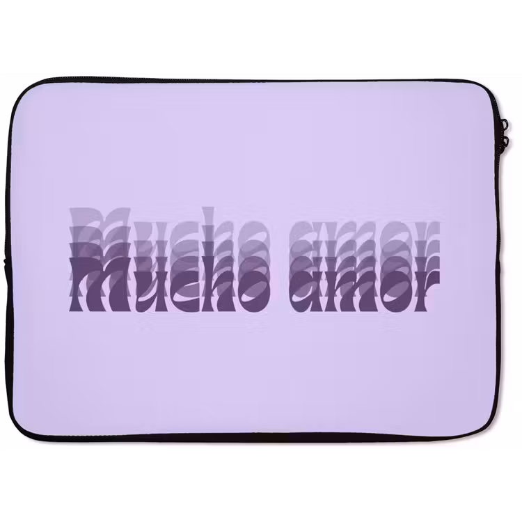 Laptophoes - Mucho amor - Paars - Gelaagde letters — 1