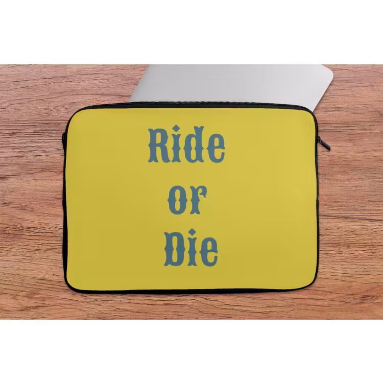 Laptophoes - Ride or die - Geel - Blauw — 2