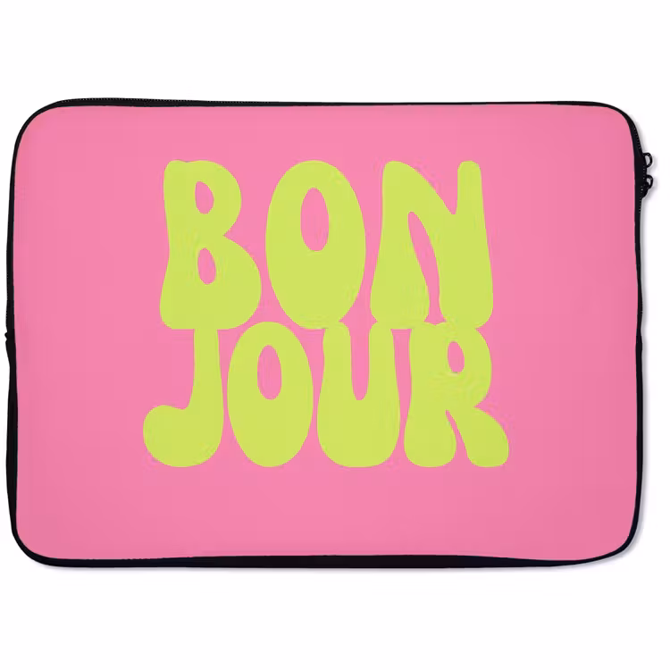 Laptophoes - Bonjour - Roze - Fel groen — 1