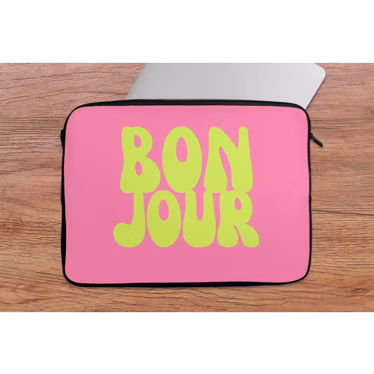Laptophoes - Bonjour - Roze - Fel groen — 2