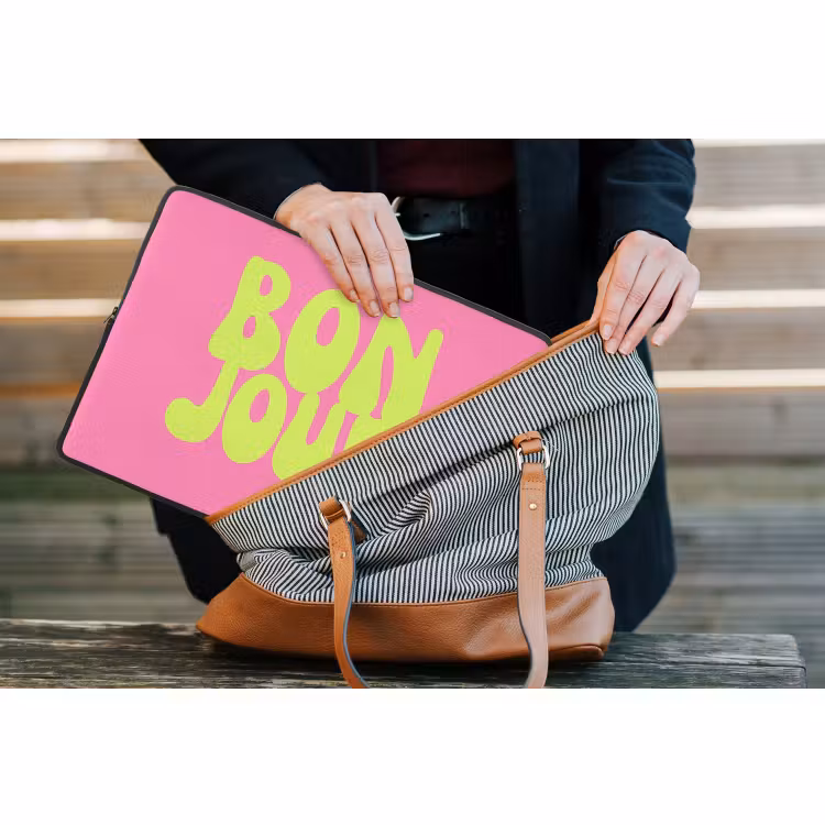 Laptophoes - Bonjour - Roze - Fel groen — 4
