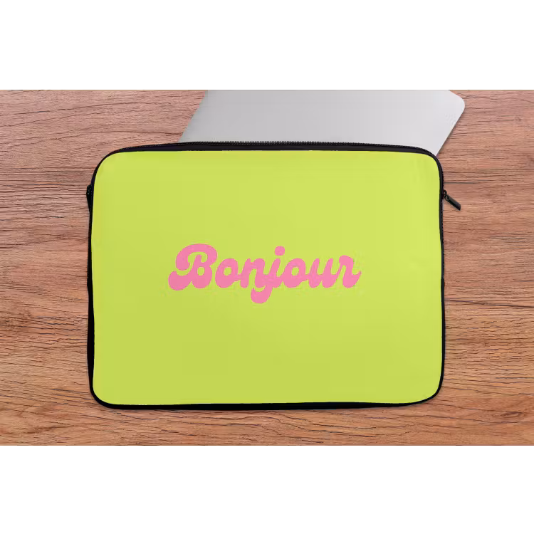 Laptophoes - Groen - Roze bonjour - Retro — 2