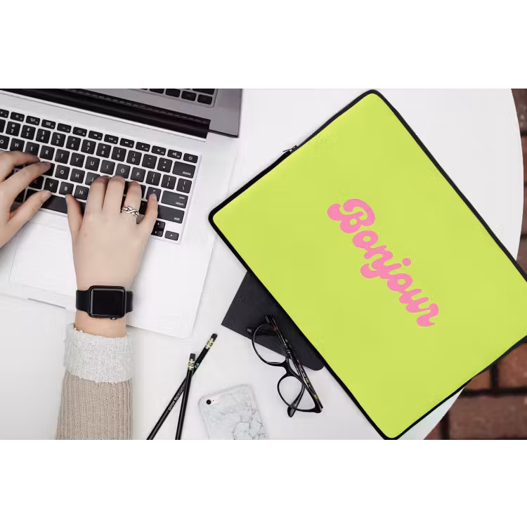 Laptophoes - Groen - Roze bonjour - Retro — 3