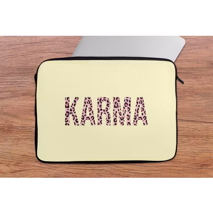 Laptophoes - Karma - Luipaardprint - Geel — 2