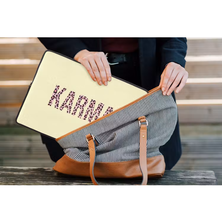 Laptophoes - Karma - Luipaardprint - Geel — 4