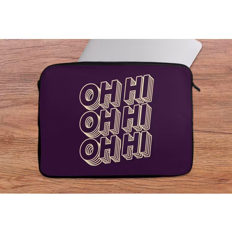 Laptophoes - Oh hi - Paars - 3D — 2