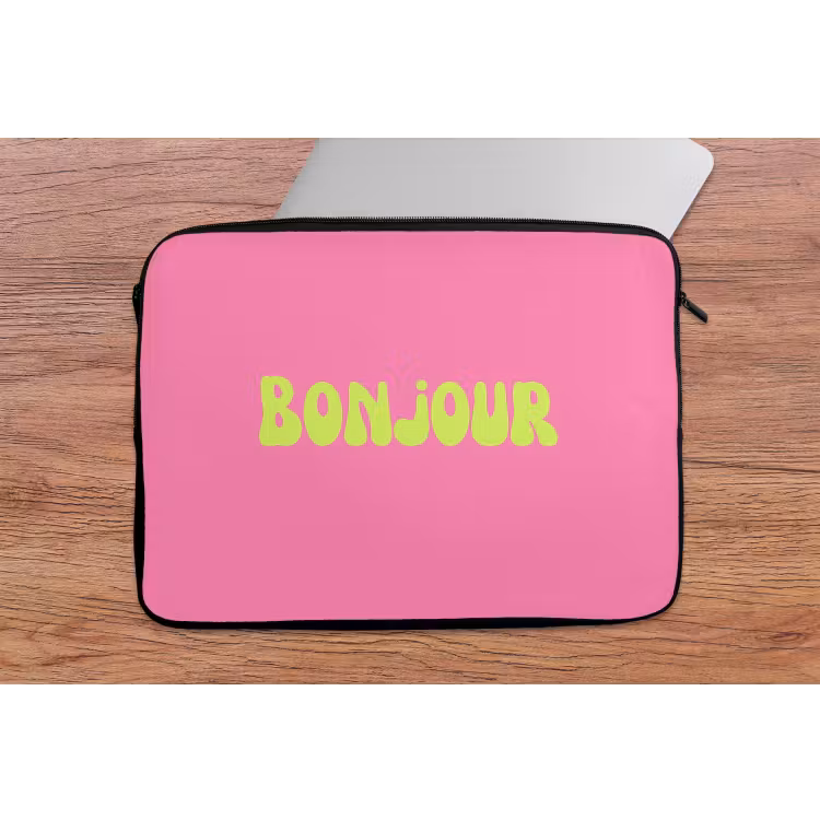 Laptophoes - Roze - Groene bonjour - Organisch — 2