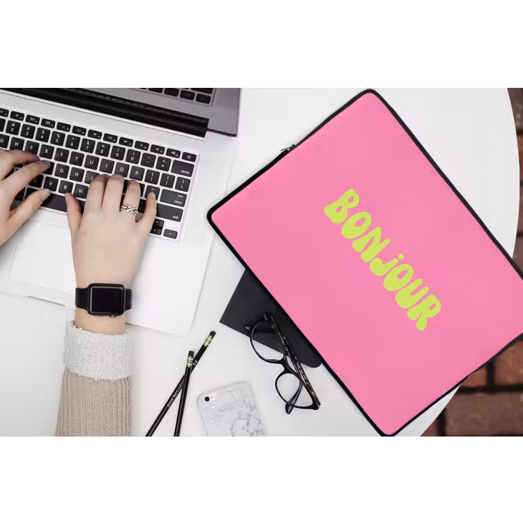 Laptophoes - Roze - Groene bonjour - Organisch — 3