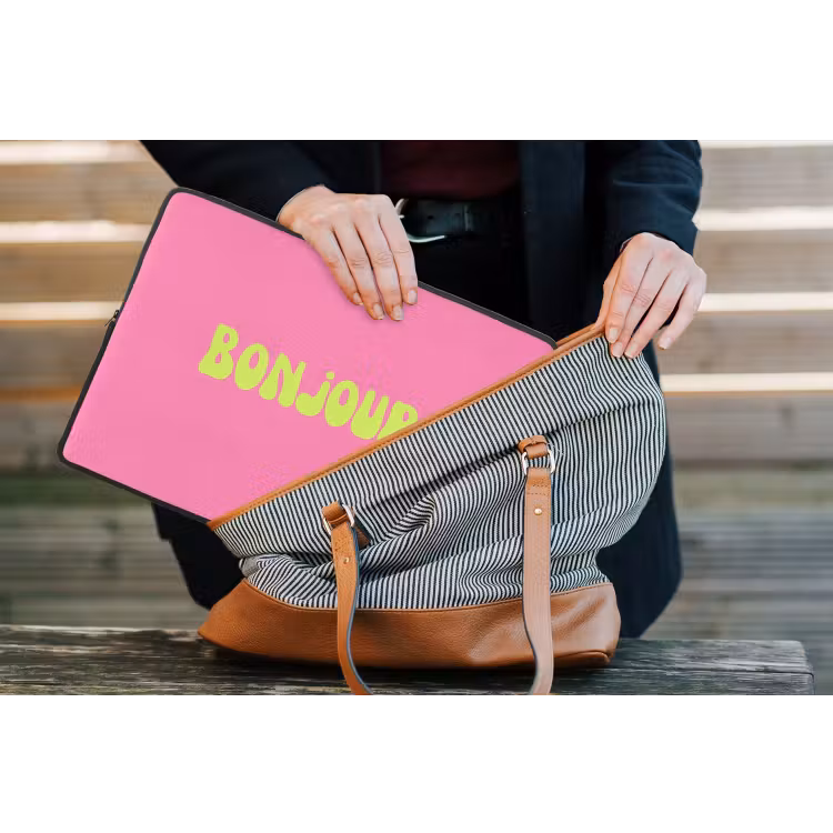 Laptophoes - Roze - Groene bonjour - Organisch — 4