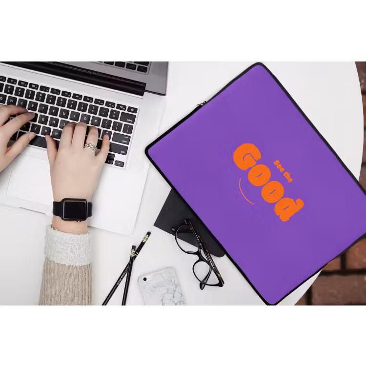 Laptophoes - See the good - Oranje - Paars - Smiley — 3
