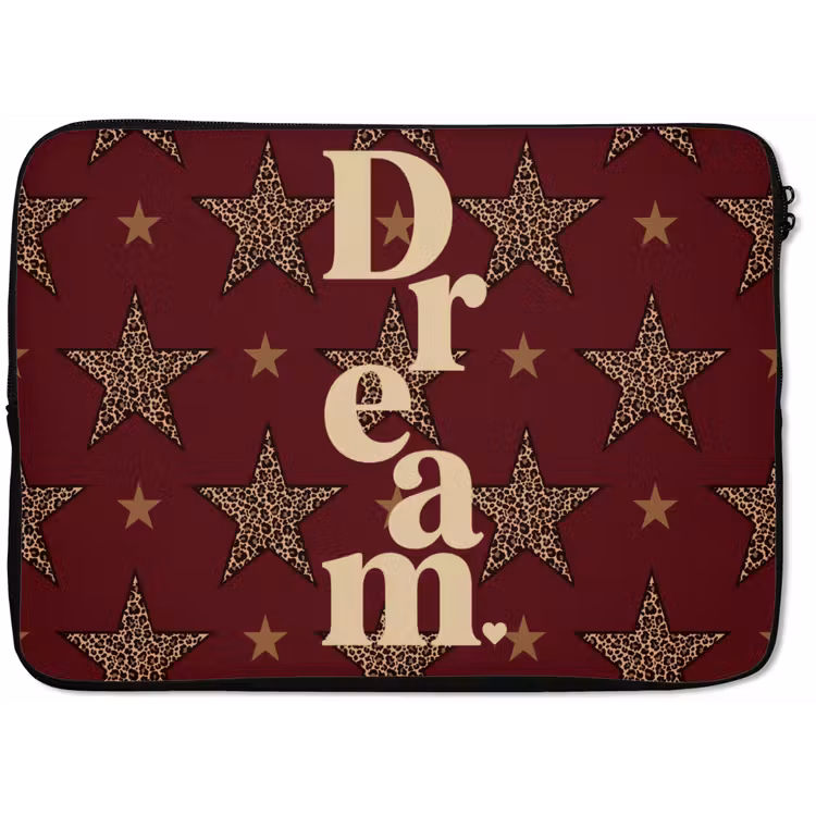 Laptophoes - Sterren - Luipaardprint - Dream - Bordeaux — 1