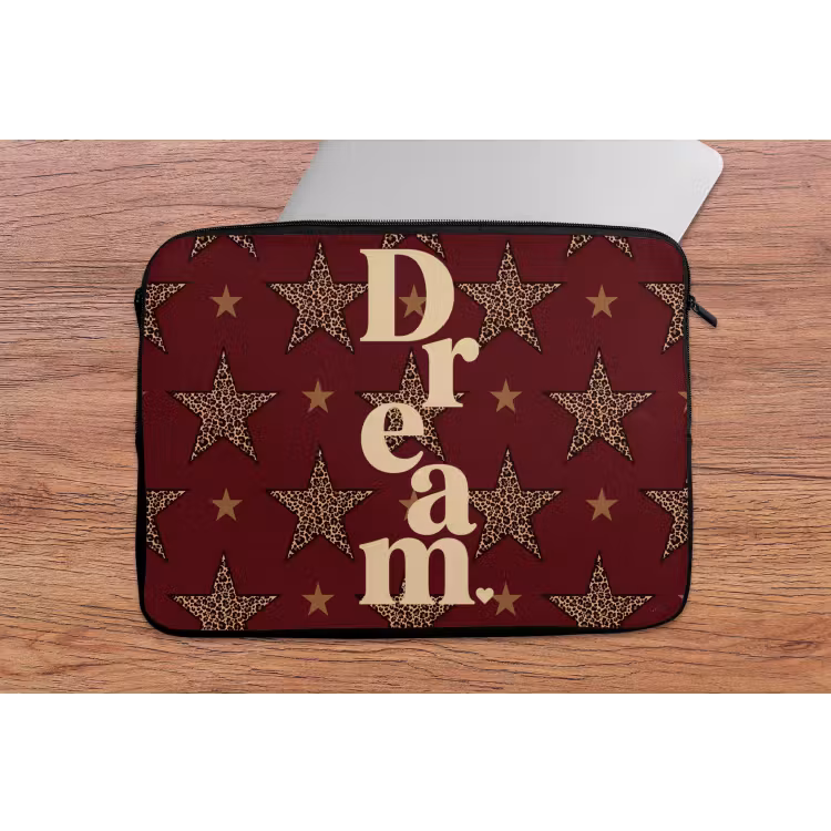 Laptophoes - Sterren - Luipaardprint - Dream - Bordeaux — 2