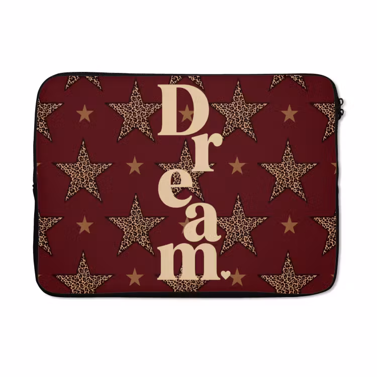 Laptophoes - Sterren - Luipaardprint - Dream - Bordeaux — 5