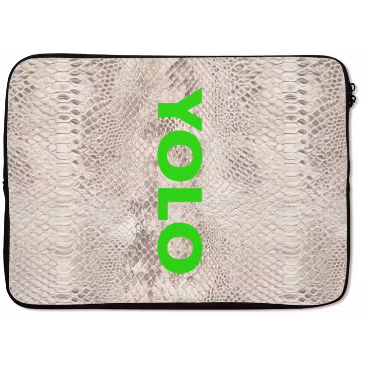 Laptophoes - YOLO - Groen - Neon - Slangenprnt — 1