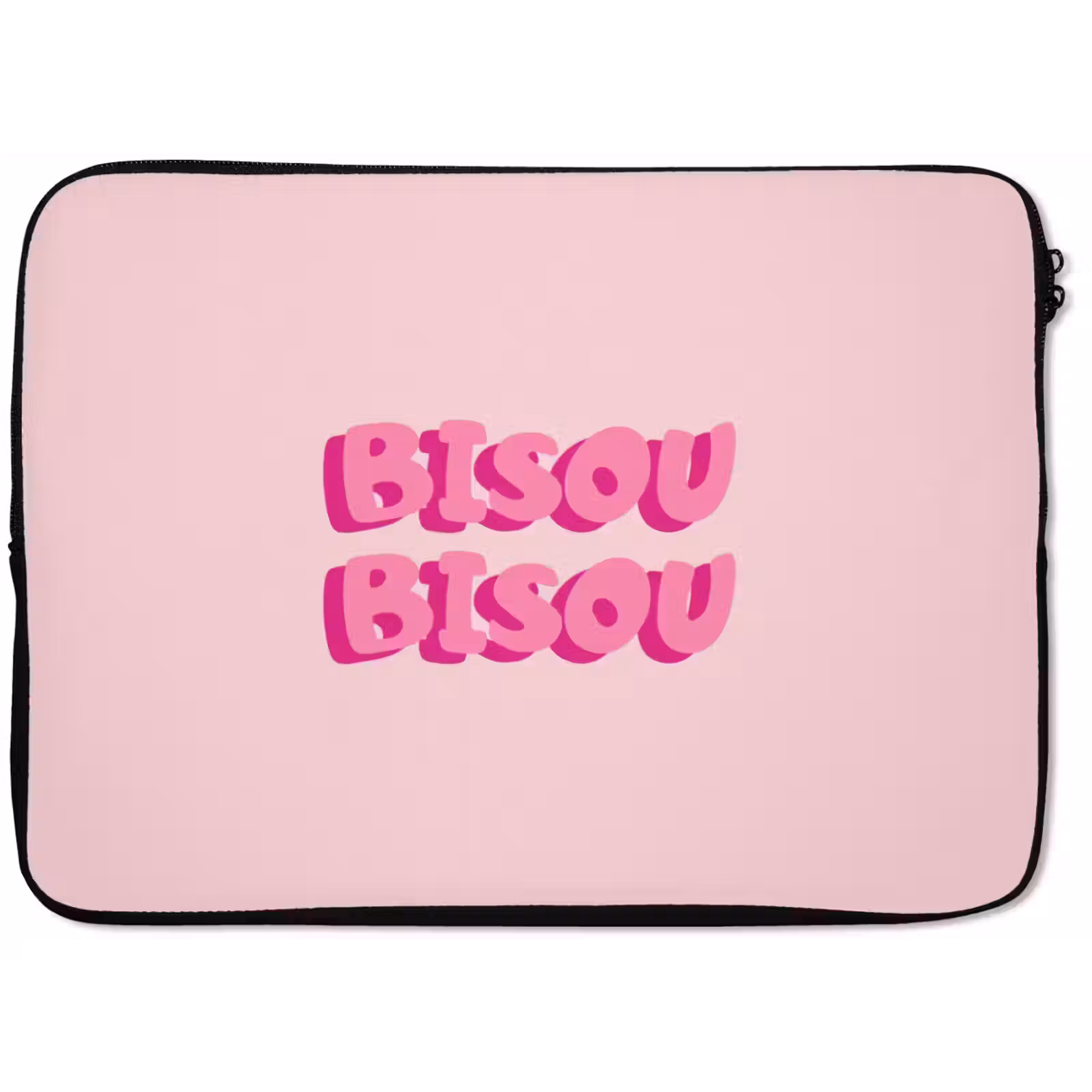 Laptophoes - Bisou - Roze - Dikke letters — 1