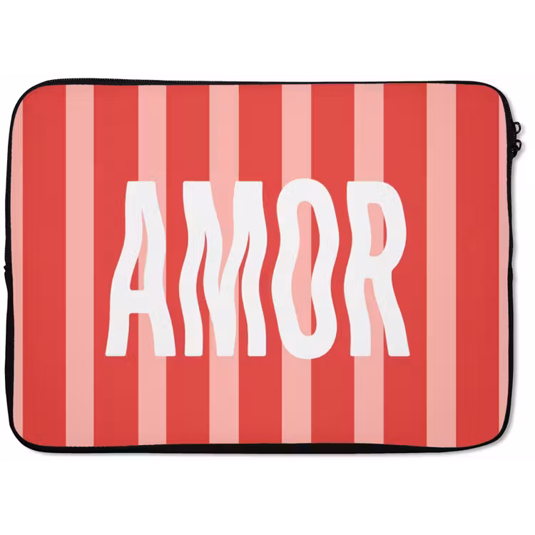 Laptophoes - Amor - Strepen - Rood - Roze — 1