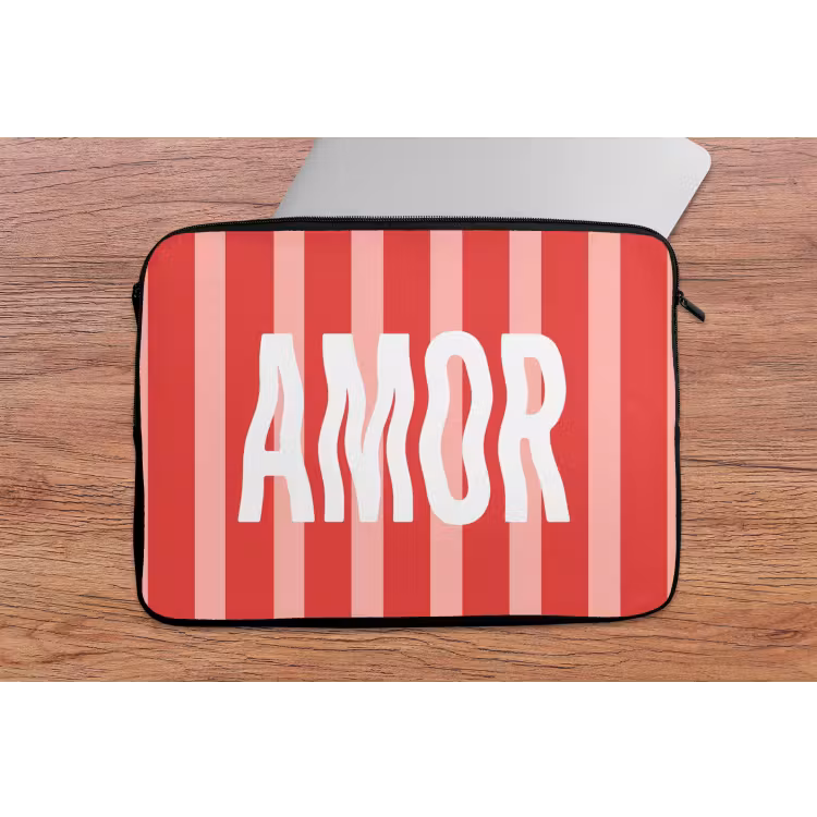 Laptophoes - Amor - Strepen - Rood - Roze — 2