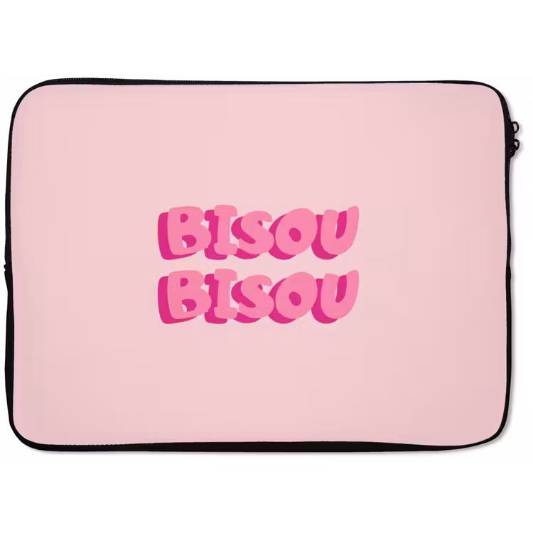 Laptophoes - Bisou - Roze - Dikke letters — 1