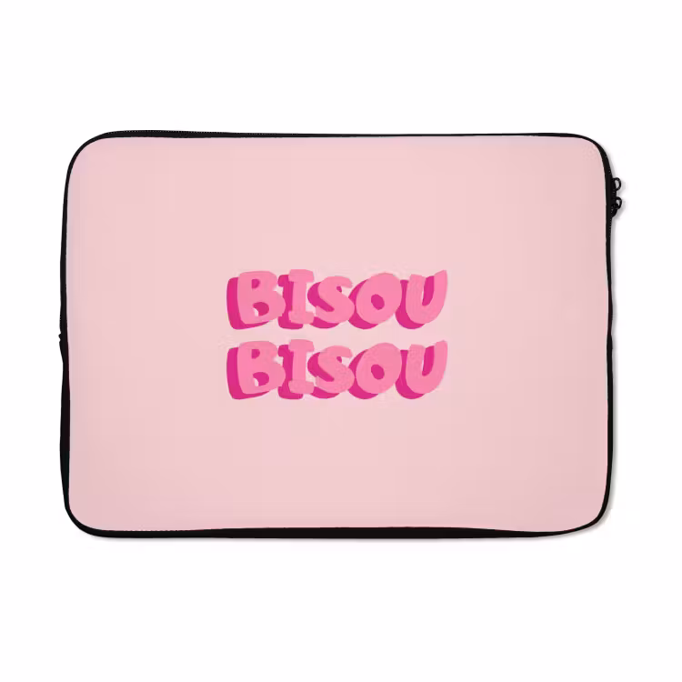 Laptophoes - Bisou - Roze - Dikke letters — 5