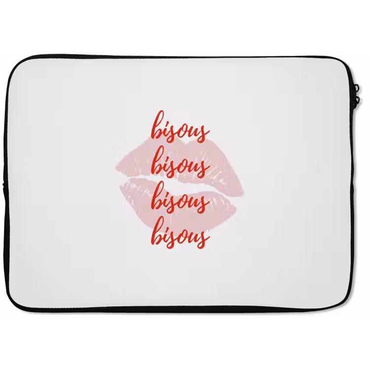 Laptophoes - Bisous - Lip - Wit - Rood — 1