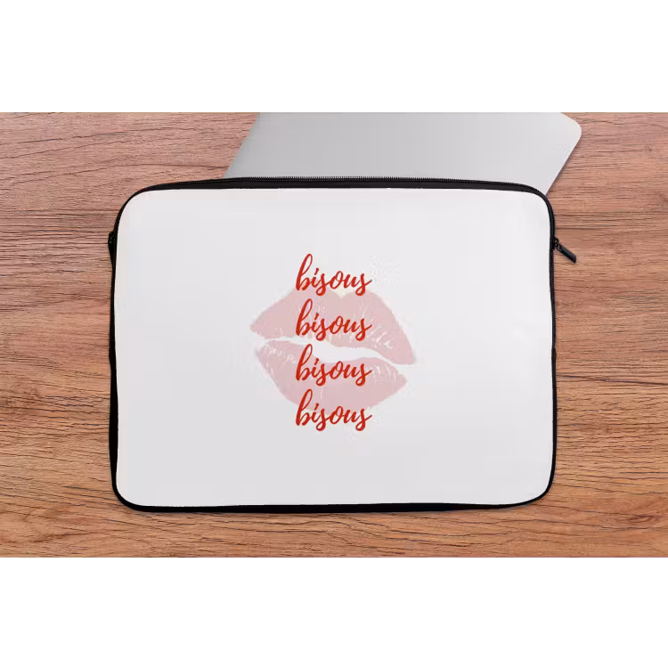 Laptophoes - Bisous - Lip - Wit - Rood — 2