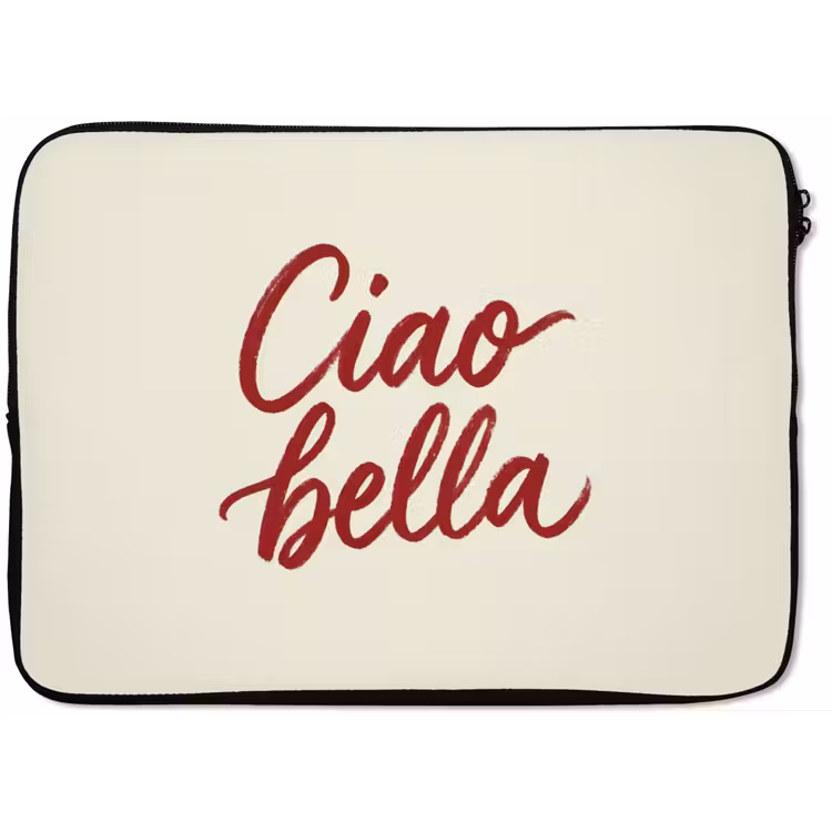 Laptophoes - Ciao bella - Rood - Wit - Minimalistisch — 1