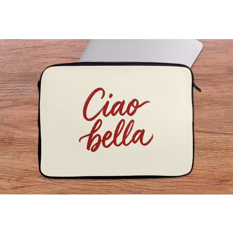 Laptophoes - Ciao bella - Rood - Wit - Minimalistisch — 2
