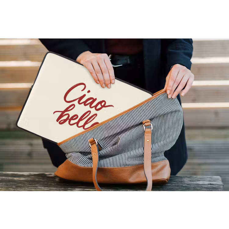 Laptophoes - Ciao bella - Rood - Wit - Minimalistisch — 4
