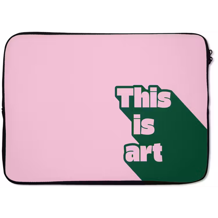 Laptophoes - Groen - Teskt - This is art - Roze — 1