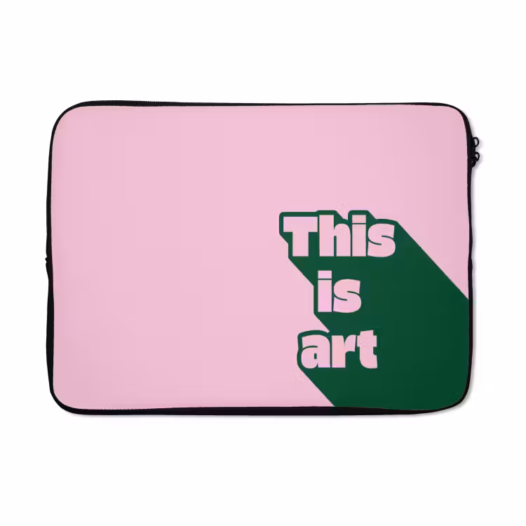 Laptophoes - Groen - Teskt - This is art - Roze — 5