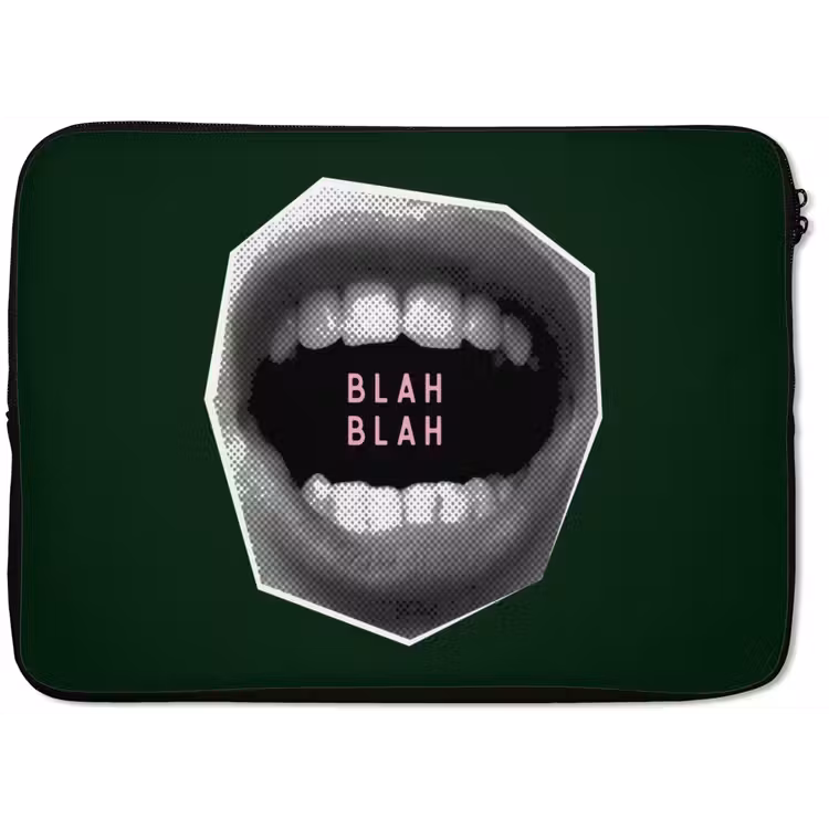 Laptophoes - Mond - Groen - Illustratie - BLAH BLAH — 1