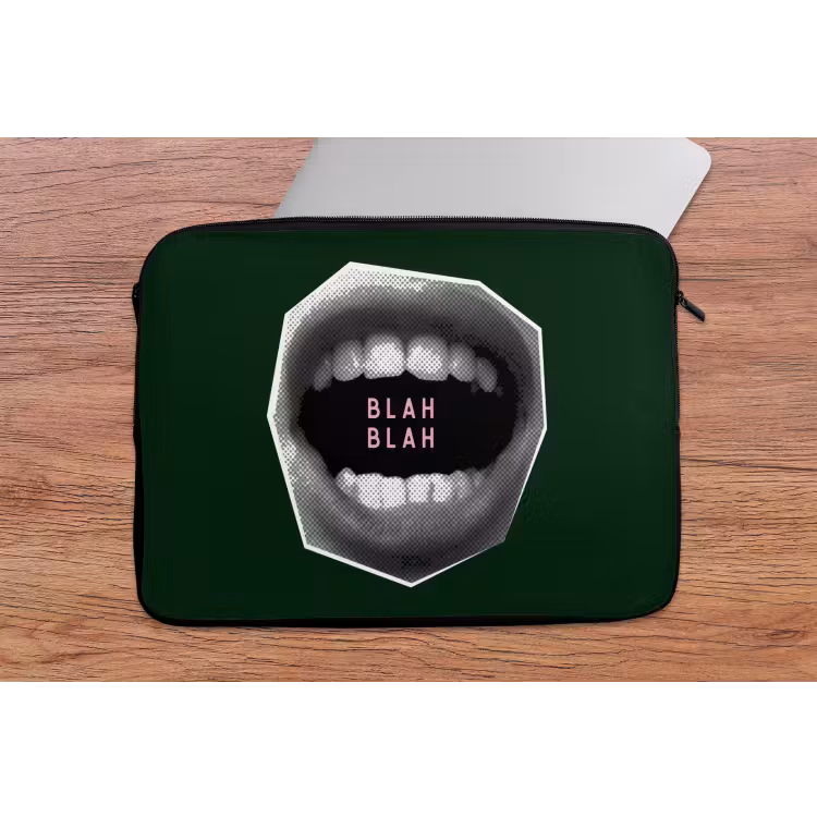 Laptophoes - Mond - Groen - Illustratie - BLAH BLAH — 2