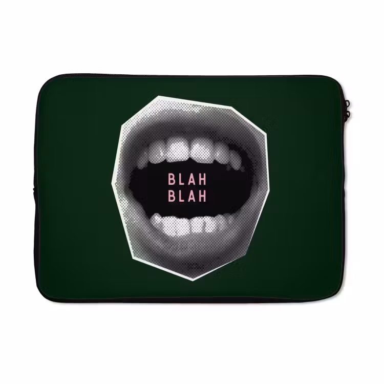 Laptophoes - Mond - Groen - Illustratie - BLAH BLAH — 5