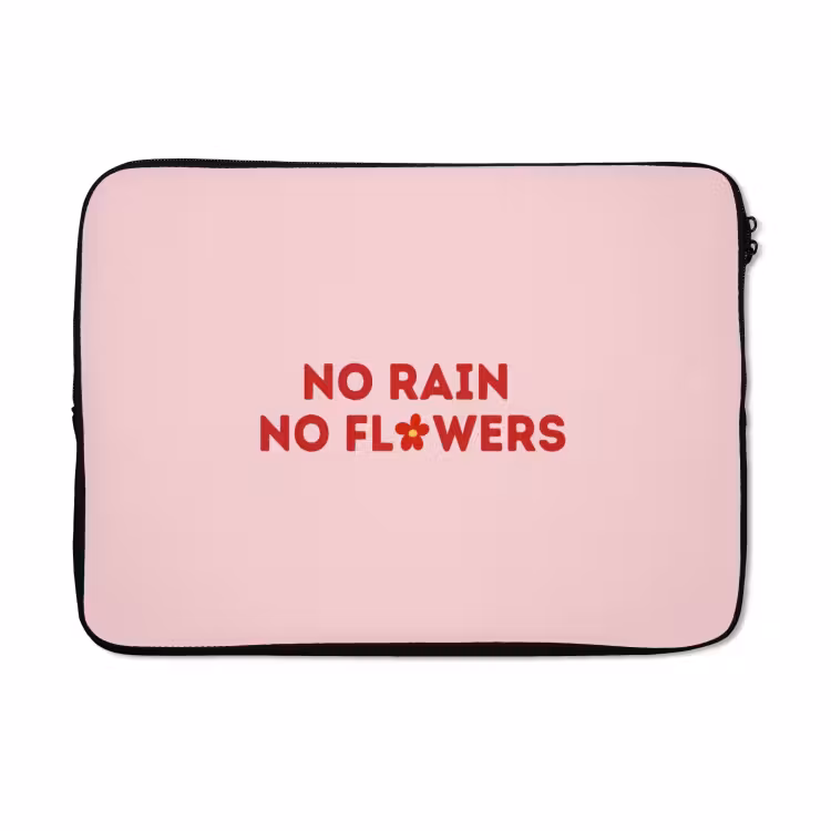 Laptophoes - No rain no flowers - Minimalistisch - Roze - Bloem — 5
