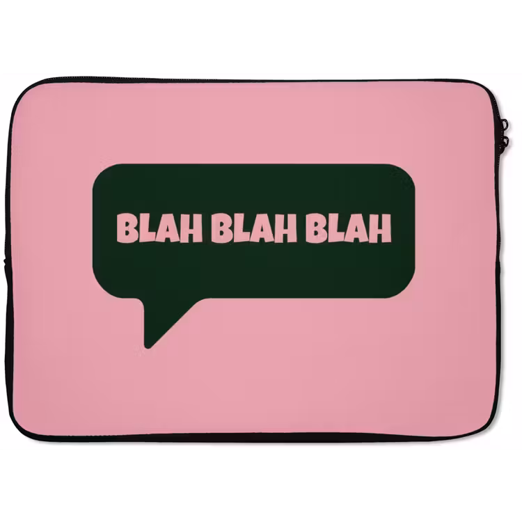 Laptophoes - Roze - Tekstwolk - Groen - BLAH BLAH BLAH — 1