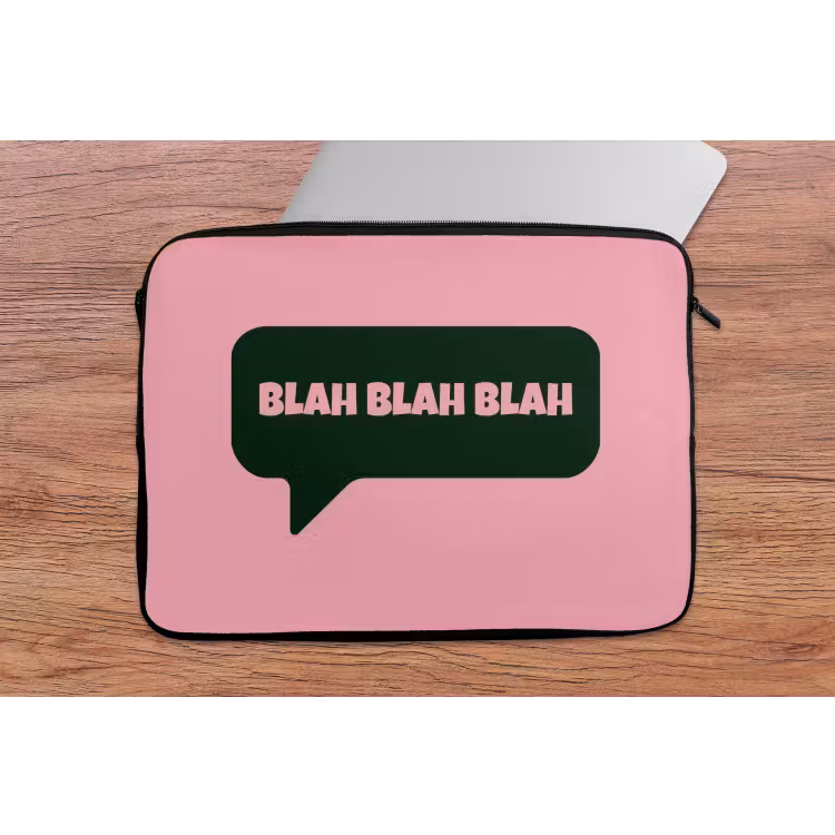 Laptophoes - Roze - Tekstwolk - Groen - BLAH BLAH BLAH — 2