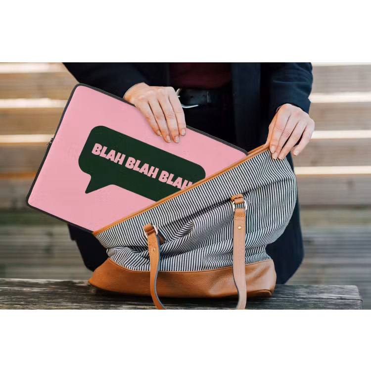 Laptophoes - Roze - Tekstwolk - Groen - BLAH BLAH BLAH — 4
