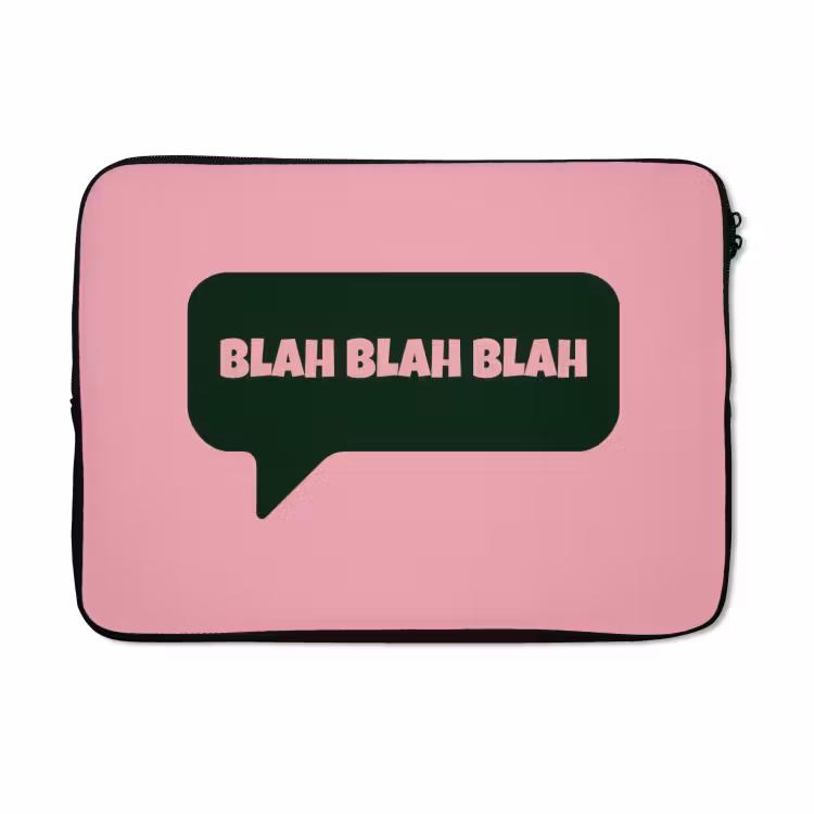 Laptophoes - Roze - Tekstwolk - Groen - BLAH BLAH BLAH — 5