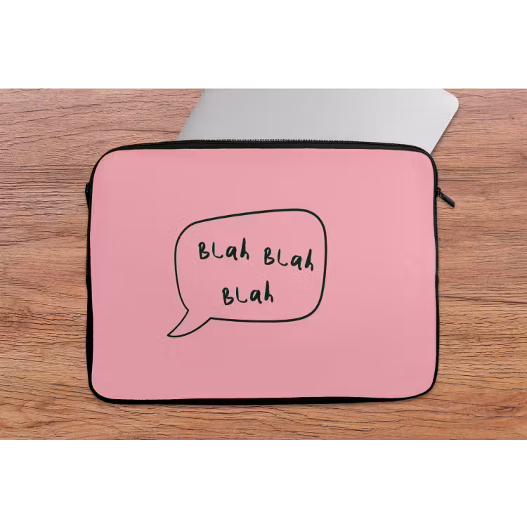 Laptophoes - Tekstwolkje - BLAH BLAH BLAH - Roze — 2