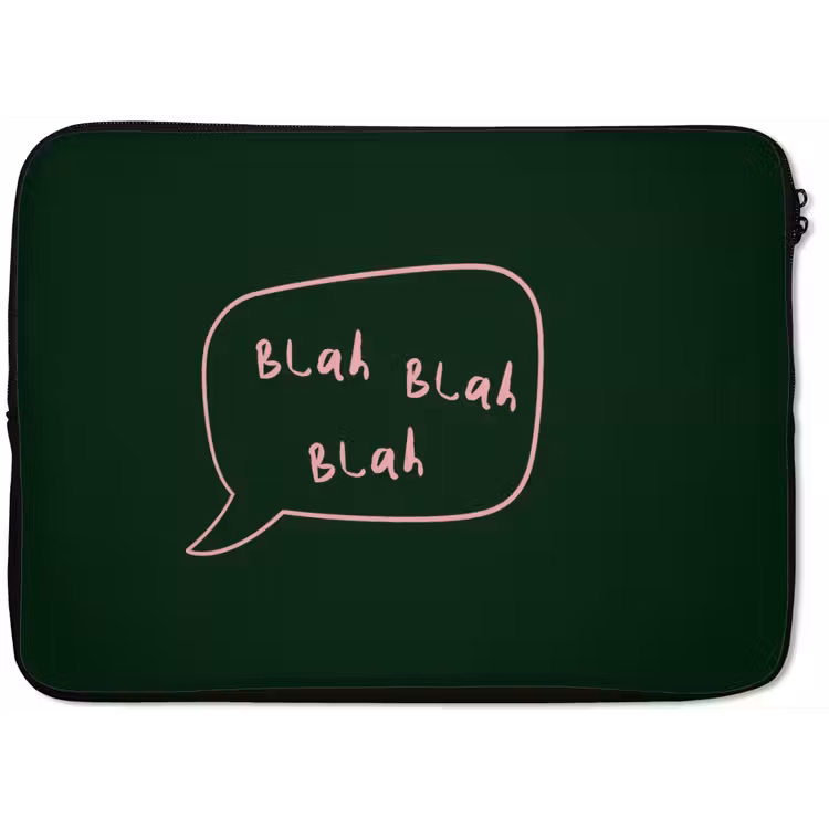 Laptophoes - Tekstwolkje - Donkergroen - BLAH BLAH BLAH — 1