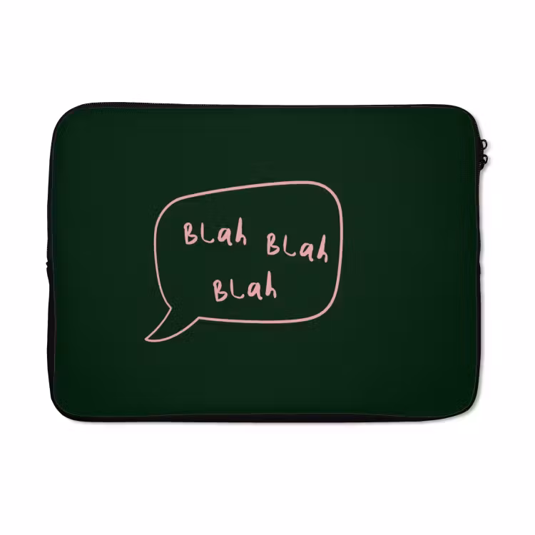Laptophoes - Tekstwolkje - Donkergroen - BLAH BLAH BLAH — 5