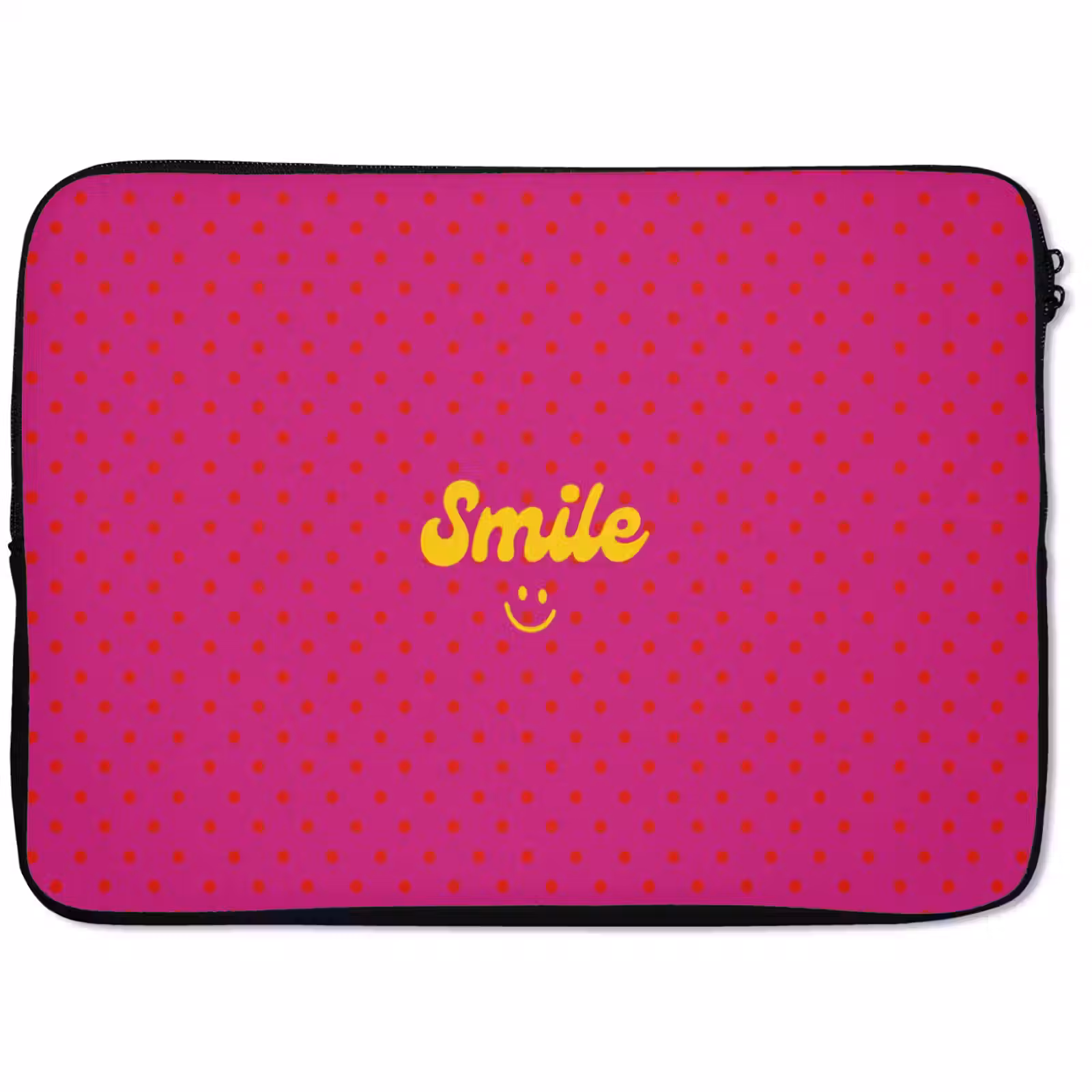 Laptophoes - Smile - Stippen - Geel - Smiley - Roze — 1