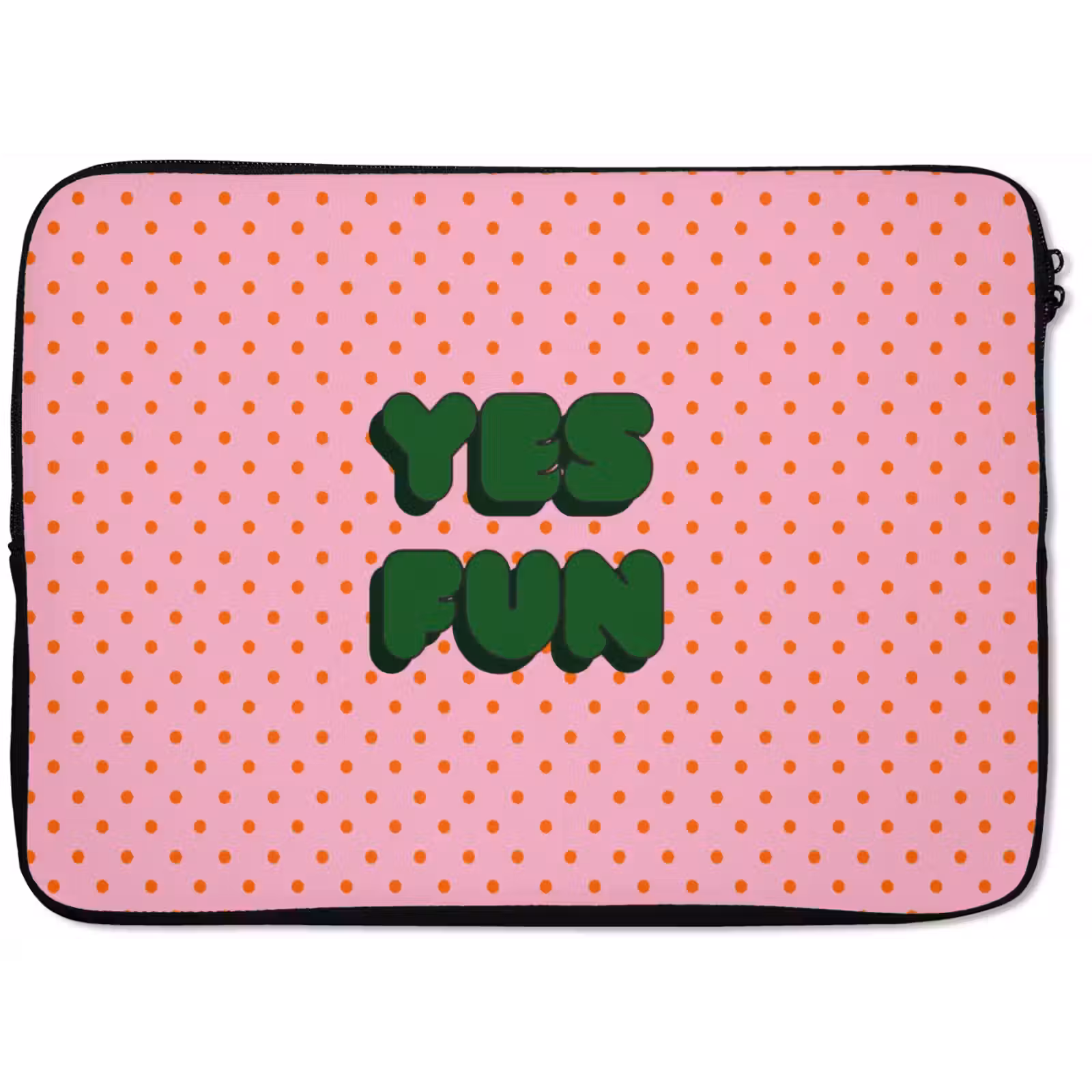 Laptophoes - Yes fun - Groen - Roze - Stippen — 1