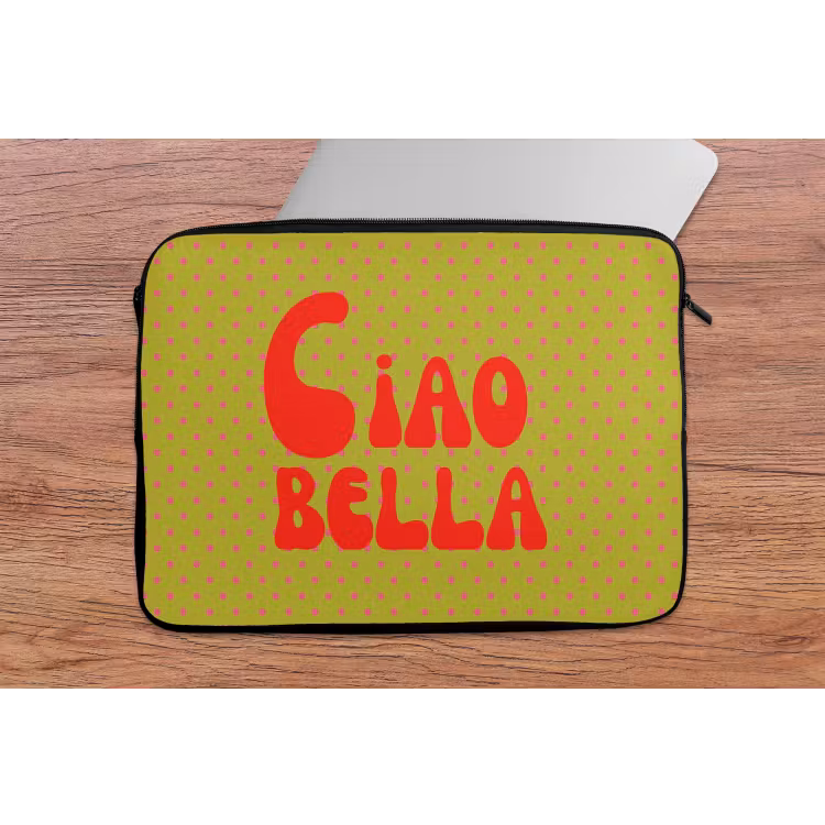 Laptophoes - Ciao bella - Rood - Groen - Stippen — 2